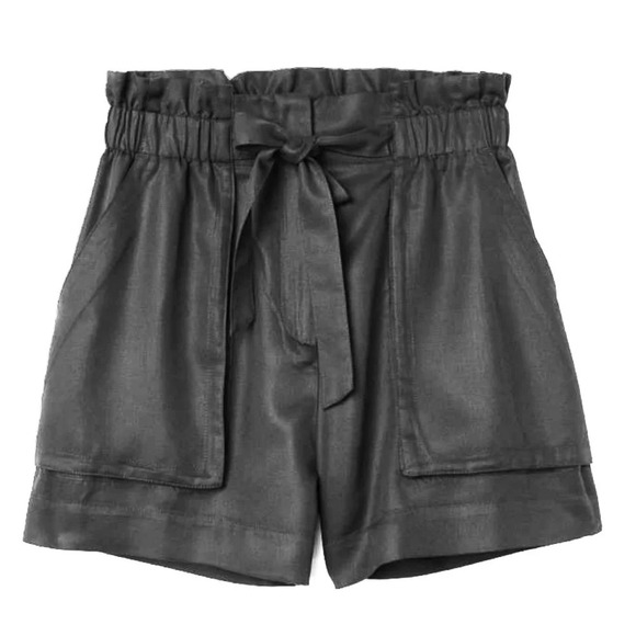 Womens H&M Conscious Collect Paperbag Lyocell Tie Waist Shorts Size 10 us grey - Picture 1 of 12